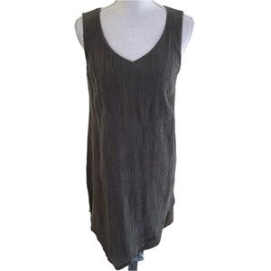 J. Jill Pure Jill Olive Green Asymmetrical Crinkle Fabric Sleeveless Dress